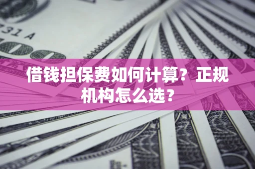 武汉借钱担保费如何计算？正规机构怎么选？